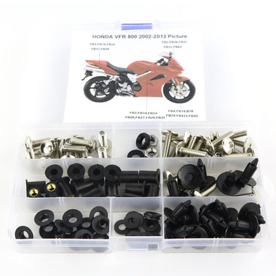 Vhodné pre Honda VFR800 VFR 800 2002-2013, kompletná sada kapotáže, skrutky, klipy, matice, oceľové skrutky