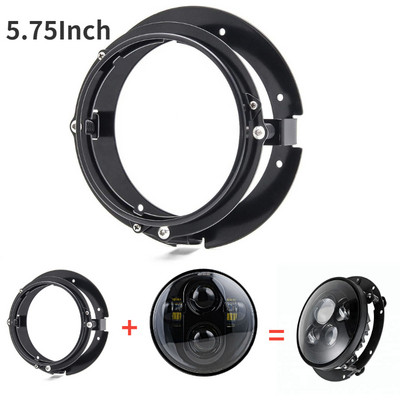 Čierny/chrómový montážny krúžok na motocykel 5 3/4" 5,75 palcov pre okrúhle LED svetlomety 5,75"