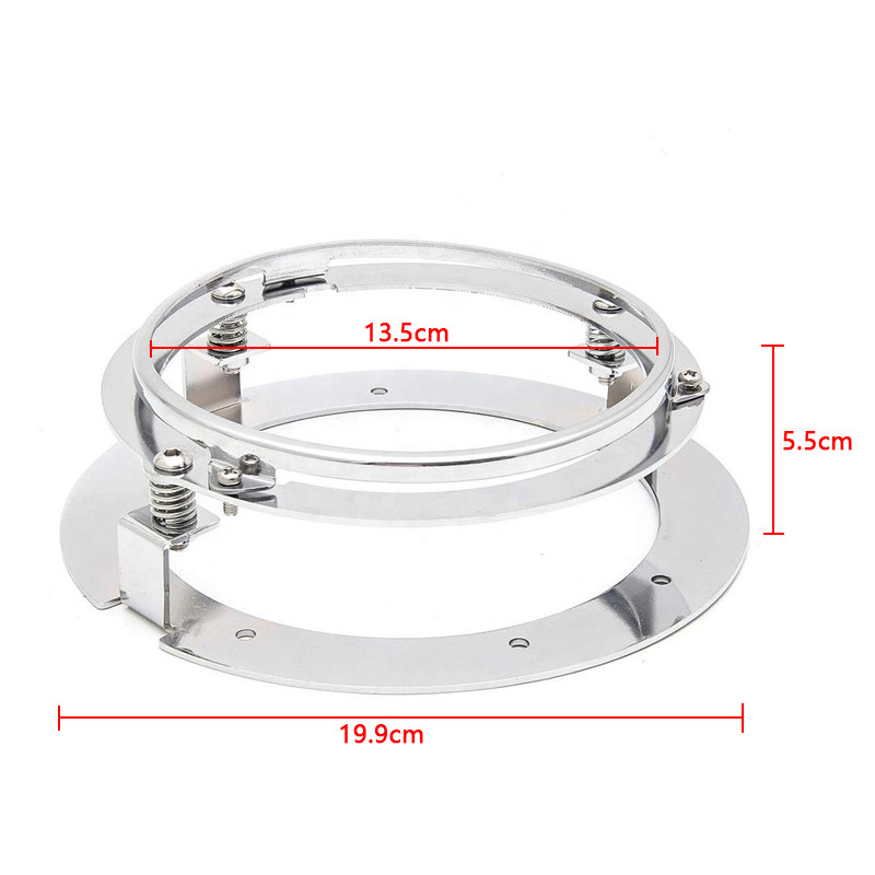 Čierny/chrómový montážny krúžok na motocykel 5 3/4" 5,75 palcov pre okrúhle LED svetlomety 5,75"