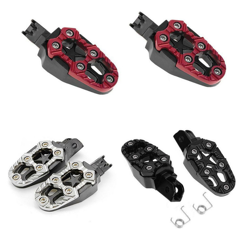 Univerzálne 2 ks 8 mm kovové opierky na nohy pre motocykle, opierky na nohy, pedál s pružinou, terénne moto doplnky na styling automobilov