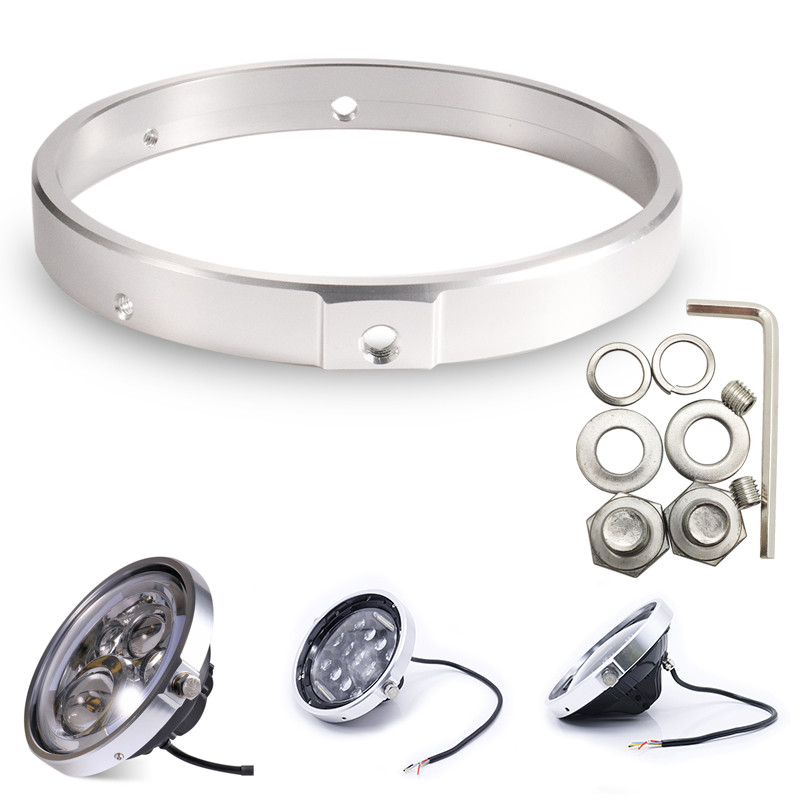 7-palcové LED svetlomety, držiak na lampu, motocyklové reflektory, adaptérový krúžok, držiak na motocykel, čierny chróm, univerzálny