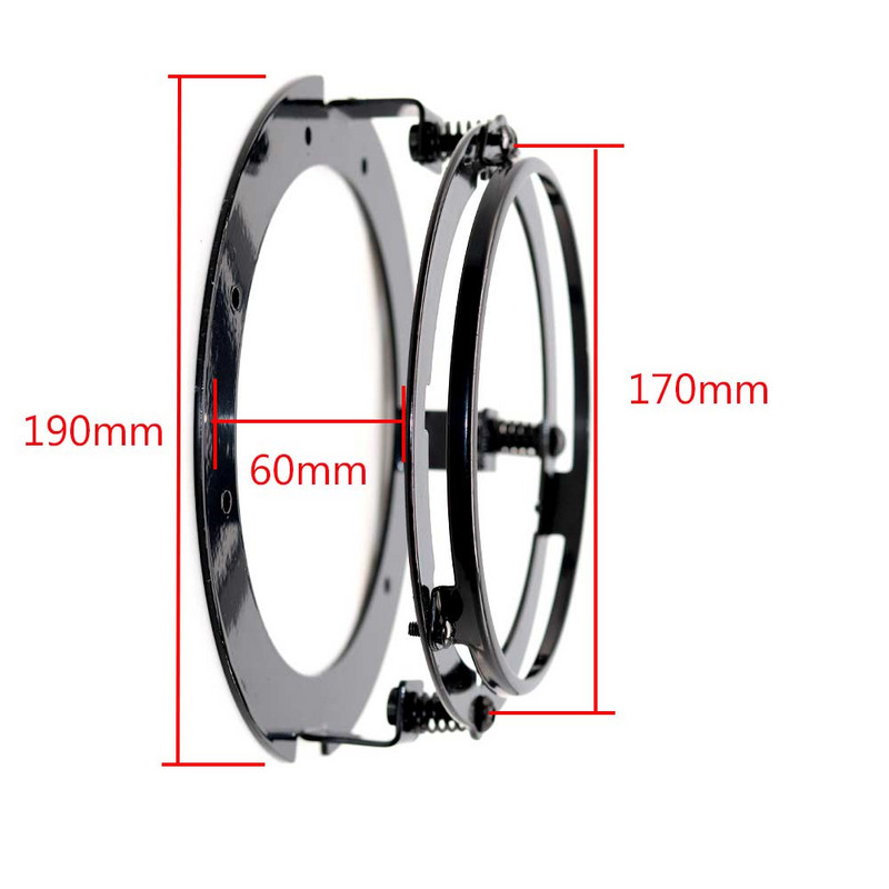 1 ks čierna/chrómová 5 3/4" 5,75 palcová súprava držiakov svetlometov pre motocykel, držiaky s krúžkom pre 5,75 palcové LED svetlomety