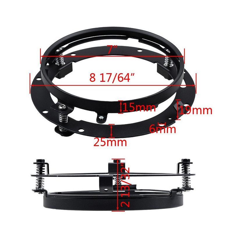 7"-os fényszórógyűrű-rögzítő konzol motorkerékpárhoz 7"-es kerek fényszóró Jeep Wrangler JK Black Sliverhez