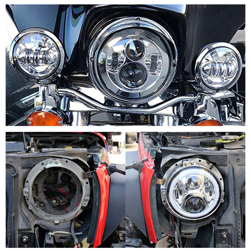Rögzítőkonzol 7 hüvelykes LED-es fényszóróhoz, kerek gyűrűs 7 hüvelykes fényszóróra szerelhető lámpatartó Harley Road King Street Glide Electra-hoz.