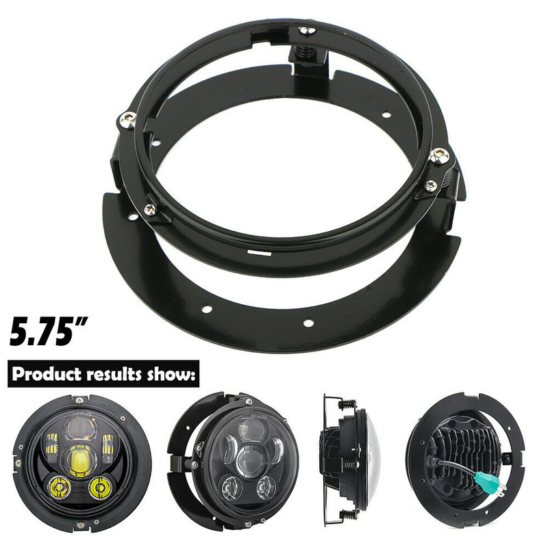 Čierne/chrómové náhradné diely pre motocykle, držiak krúžku na montáž 5 3/4" 5,75 palca pre okrúhle LED svetlomety 5,75"