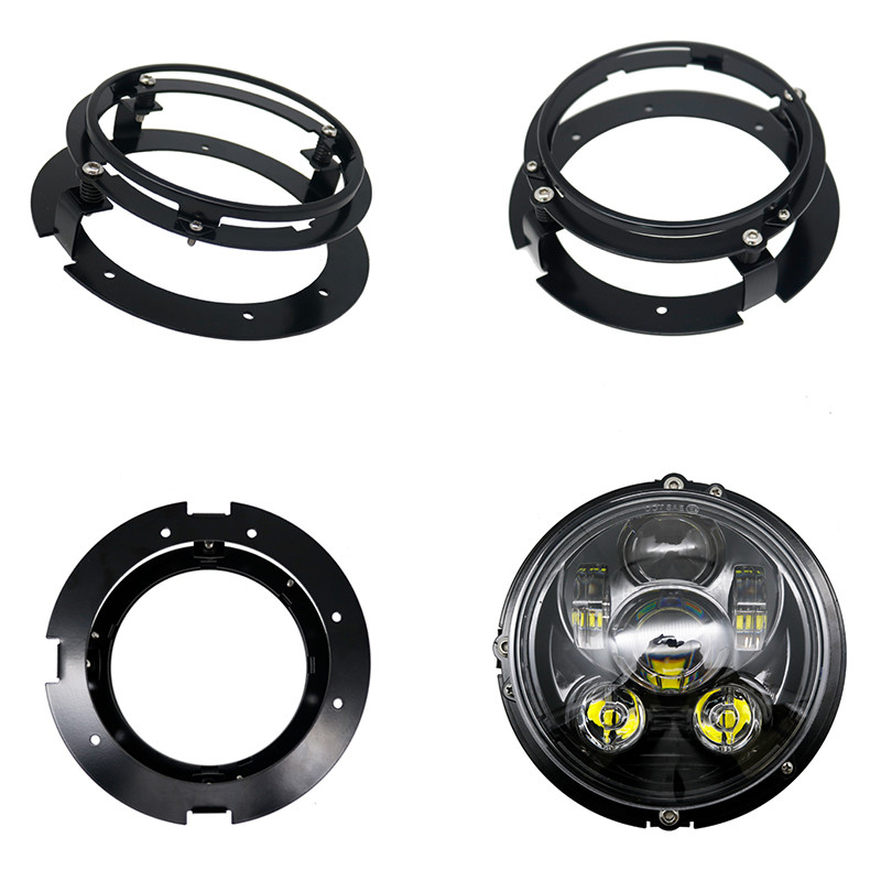 Čierne/chrómové náhradné diely pre motocykle, držiak krúžku na montáž 5 3/4" 5,75 palca pre okrúhle LED svetlomety 5,75"