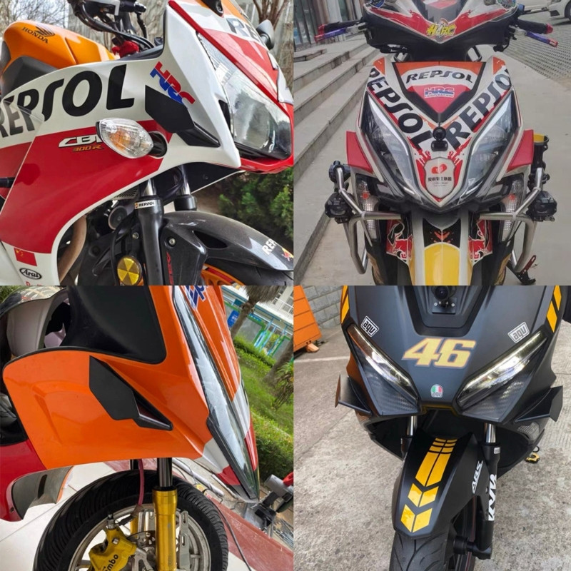 1 sada univerzálnych krídeliek pre motocyklové krídla, aerodynamická súprava krídeliek pre motocykle (čierne) krídla pre motocykle