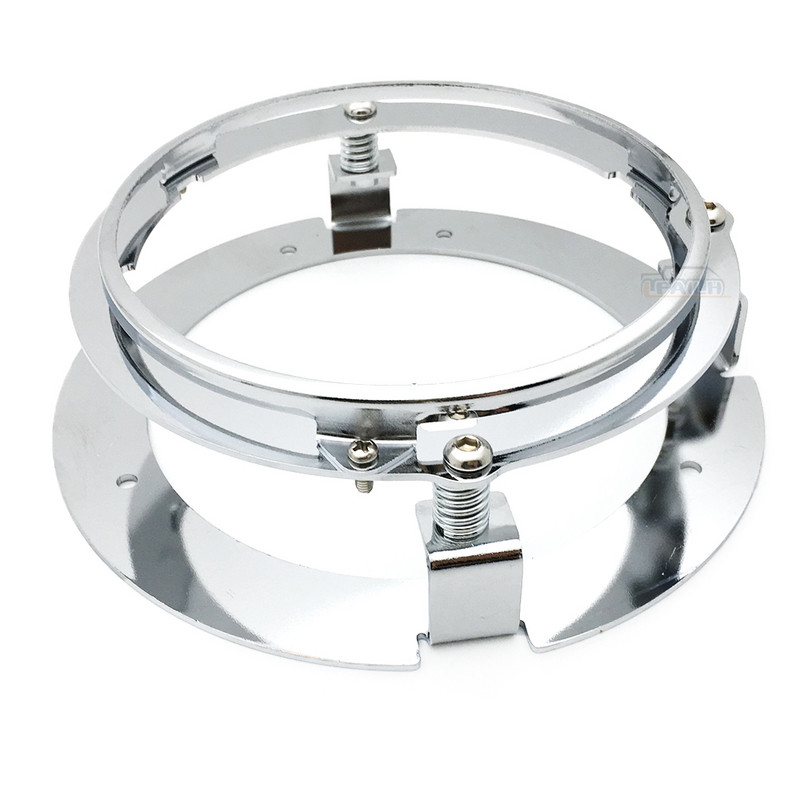 Fekete/króm 5 3/4" 5,75 hüvelykes fényszórórögzítő adapter gyűrűkészlet fekete króm 5,75-ös motorkerékpár LED-es fényszóróhoz