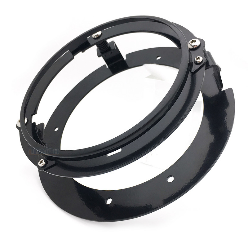 Fekete/króm 5 3/4" 5,75 hüvelykes fényszórórögzítő adapter gyűrűkészlet fekete króm 5,75-ös motorkerékpár LED-es fényszóróhoz