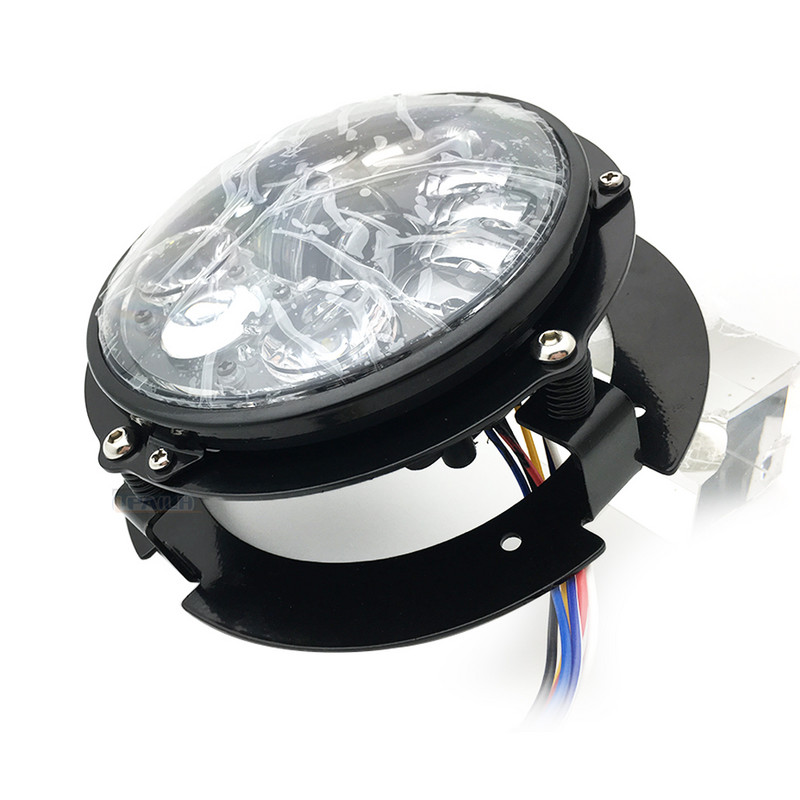 Fekete/króm 5 3/4" 5,75 hüvelykes fényszórórögzítő adapter gyűrűkészlet fekete króm 5,75-ös motorkerékpár LED-es fényszóróhoz