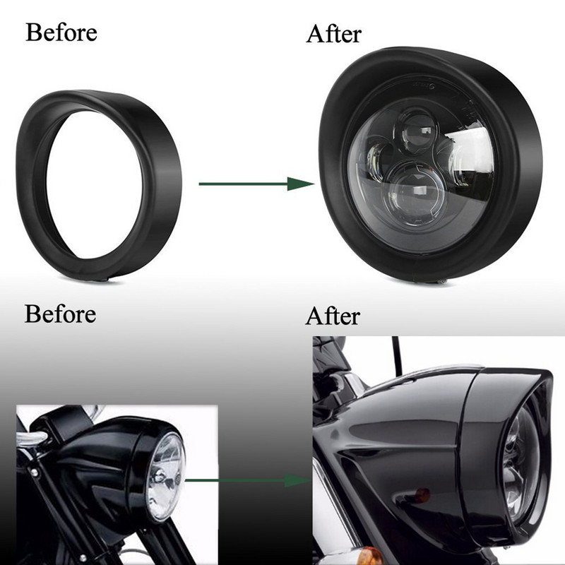 7-palcový krúžok na motocyklové svetlomety, ozdobný krúžok na svetlomety 4,5-palcový štýl pomocného svetla pre Harley Touring Road King Electra Glide Fat Boy