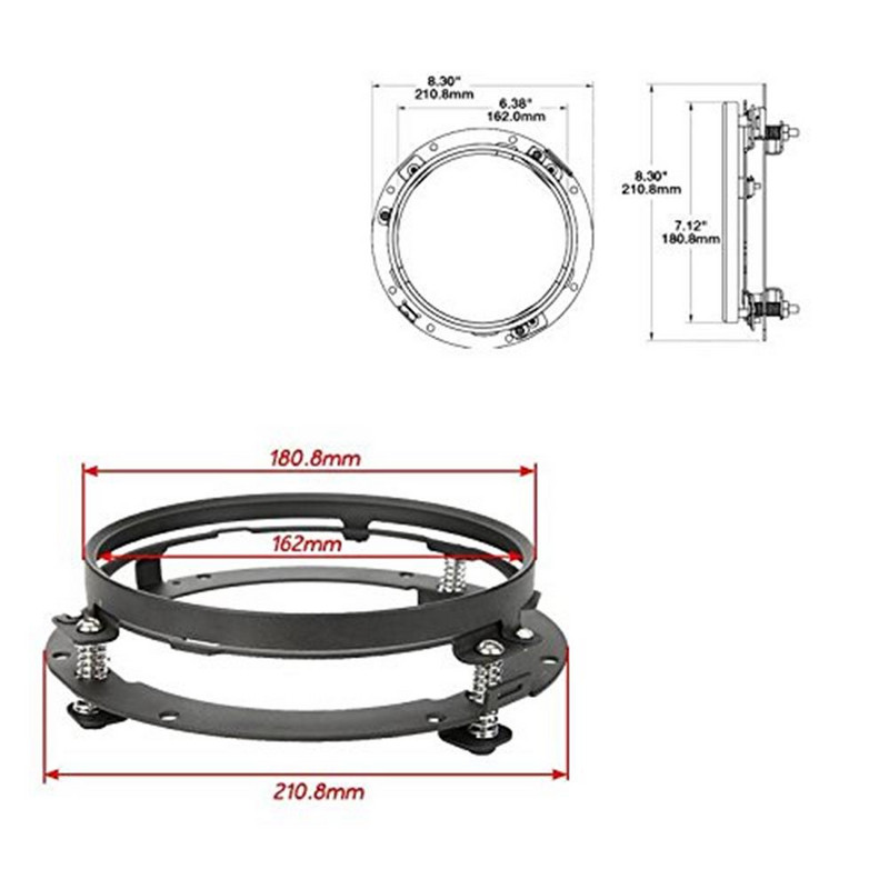 Motorkerékpár autótartozékok 7 hüvelykes fekete kerek fényszóró gyűrű rögzítőkeret 7 hüvelykes kerek Led fényszórókhoz