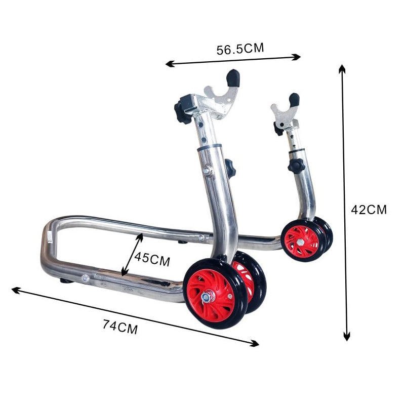 HZYEYO rozsdamentes acél hátsó lengőkar villa orsó emelő motorkerékpár paddock állvány, terepmotor indítókeret terhelése 600 kg, T070