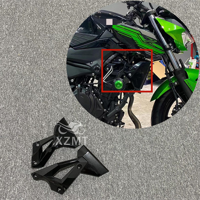 Blizgus juodas šoninio rėmo radiatoriaus apsauginis gaubtas, skirtas KAWASAKI Z400 Z 400 2017–2020 m.