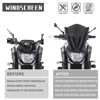 Παρμπρίζ μοτοσικλέτας με βραχίονα τοποθέτησης Ανεμοστρόβιλοι για Yamaha MT07 MT FZ 07 2013 2014 2015 2016 2017 FZ-07