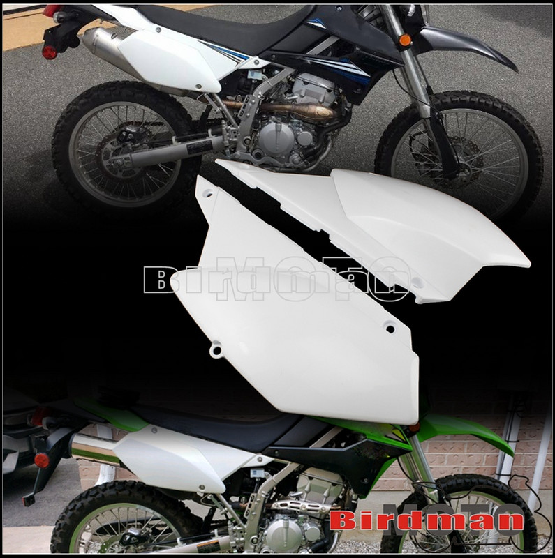 Pre Kawasaki KLX250 D Tracker 250, bočný kryt palivovej nádrže, kryt chladiča, ochranný kryt kapotáže, plastový zadný štítok s evidenčným číslom, panel karosérie.