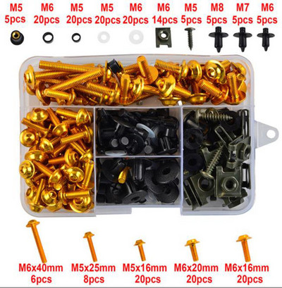 195 tk / komplekt mootorratta universaalsed CNC täieliku kaitsepoltide komplektid kere kruvid sobivad Kawasaki Honda Yamaha SUZUKI Pit Dirt Bike`ile