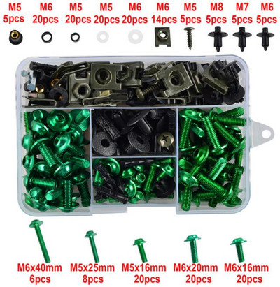 195 tk / komplekt mootorratta universaalsed CNC täieliku kaitsepoltide komplektid kere kruvid sobivad Kawasaki Honda Yamaha SUZUKI Pit Dirt Bike`ile