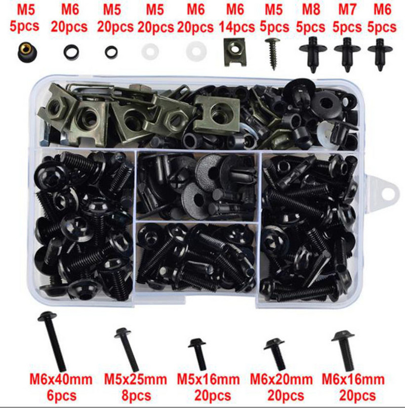 195 tk / komplekt mootorratta universaalsed CNC täieliku kaitsepoltide komplektid kere kruvid sobivad Kawasaki Honda Yamaha SUZUKI Pit Dirt Bike`ile