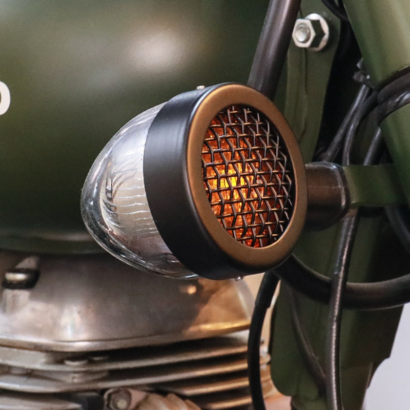 Motorkerékpár első hátsó irányjelző rács előlap burkolata fekete Royal Enfield Classic 500-hoz