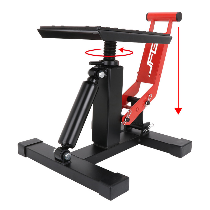 Állítható emelőemelő emelőállvány javítóasztal kalandtúra motorkerékpár utcai kerékpáremelő állványhoz vas fekete + piros, T-010