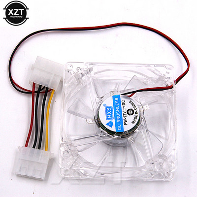 Datordators 80mm dzesēšanas ventilators 8cm Silent DC 12V LED gaismas šasija Molex 4D kontaktdakšas aksiālais ventilators ar 4ea led 8025