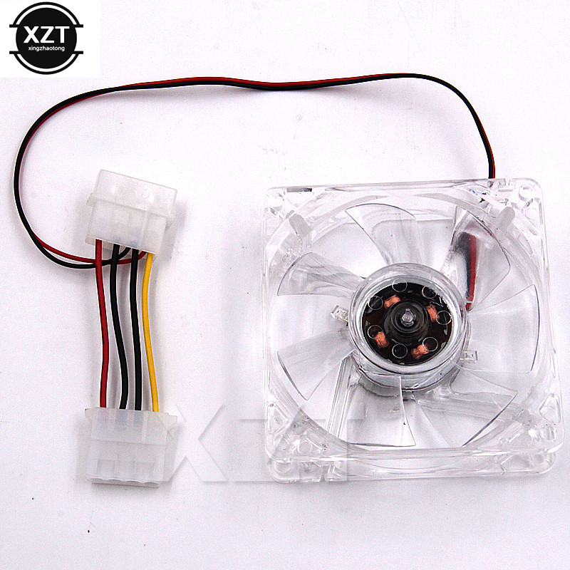 Kompiuteris 80mm aušinimo ventiliatorius 8cm tylus DC 12V LED šviečiantis korpusas Molex 4D kištukas ašinis ventiliatorius su 4ea led 8025