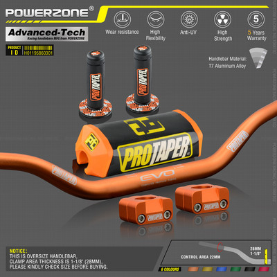 Juhtraud Pro Taper Pack Bar 1-1/8" klassikalise käepidemega Dirt Pit Bike mootorratta jaoks koos CNC-adapteriga