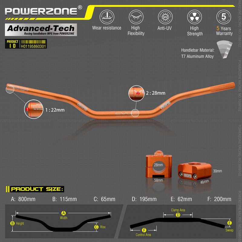 Kormány Pro Taper Pack Bar 1-1/8" Classic Handle Dirt Pit Bike motorkerékpárhoz CNC adapterrel