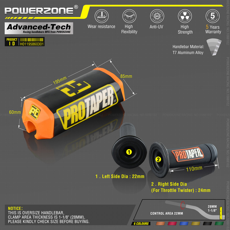 Kormány Pro Taper Pack Bar 1-1/8" Classic Handle Dirt Pit Bike motorkerékpárhoz CNC adapterrel