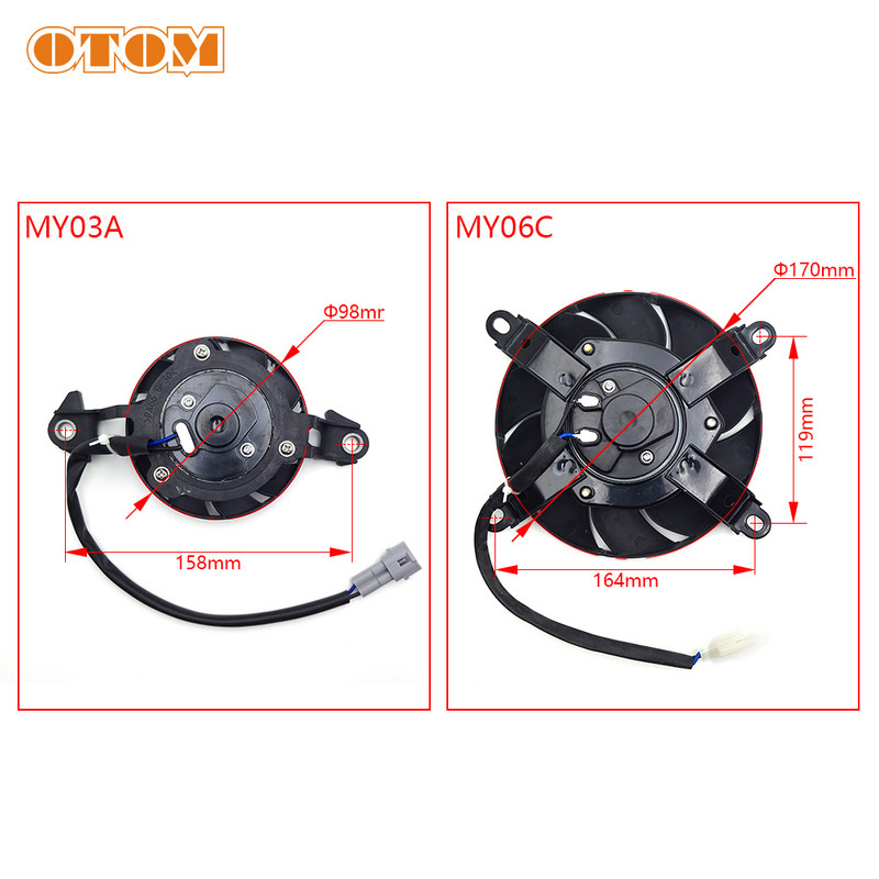 OTOM 12V Radijator Termo električni Okrugli oblik Spremnik za vodu Ventilator za hlađenje za CRF YZF KXF RM KLX DRZ Quad ATV Go Kart Buggy Motocross