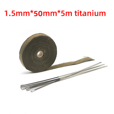 Toplinski izolacijska traka za toplinski štit prigušivača motocikla s vezicama od nehrđajućeg čelika 5cm*5M/10M/15M Ispušni sustavi za motocikle