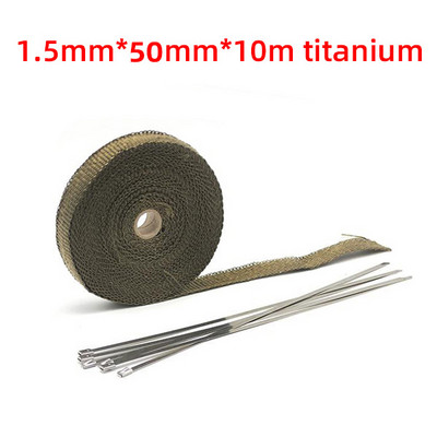 Toplinski izolacijska traka za toplinski štit prigušivača motocikla s vezicama od nehrđajućeg čelika 5cm*5M/10M/15M Ispušni sustavi za motocikle