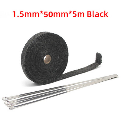 Toplinski izolacijska traka za toplinski štit prigušivača motocikla s vezicama od nehrđajućeg čelika 5cm*5M/10M/15M Ispušni sustavi za motocikle