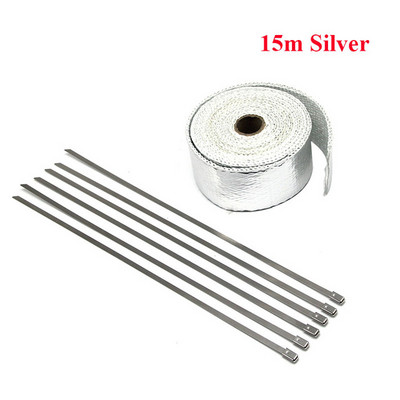 Tepelná páska ALCON-5M/10M/15M na výfuk motocykla, tepelná fólia na zvod, izolácia zberného potrubia, odolná voči rolovaniu s rukavicami z nehrdzavejúcej ocele.