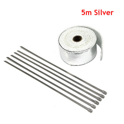 Tepelná páska ALCON-5M/10M/15M na výfuk motocykla, tepelná fólia na zvod, izolácia zberného potrubia, odolná voči rolovaniu s rukavicami z nehrdzavejúcej ocele.