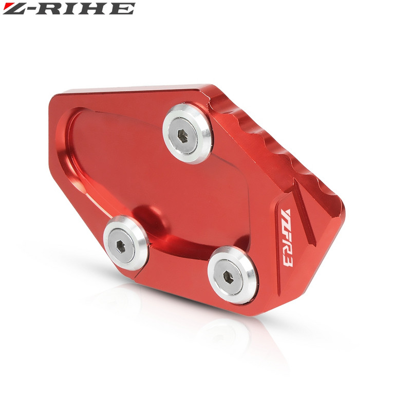 Yamaha YZF R3 YZF-R3 2015 2016 motorkerékpárhoz, CNC alumínium láb támaszték hosszabbító pad lemez oldalsó állvány nagyító YZF R3 LOGO