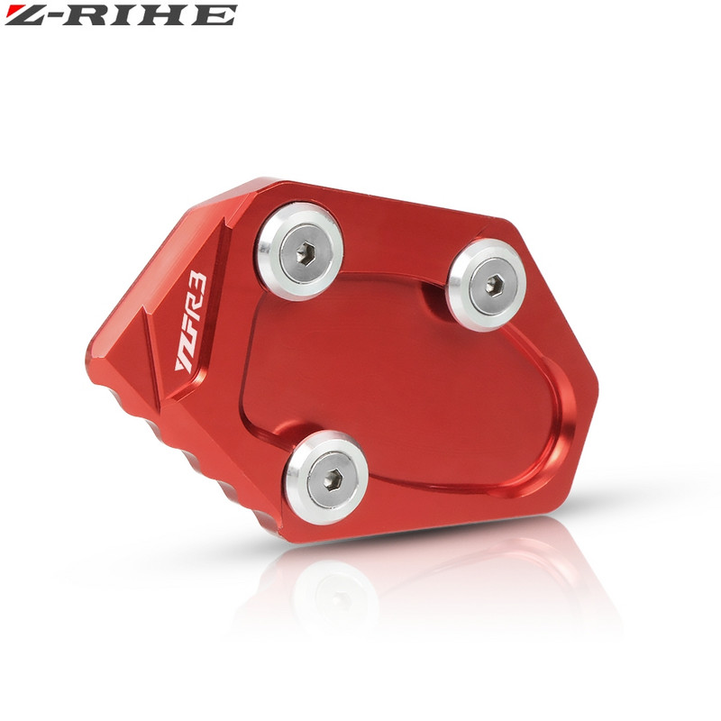 Yamaha YZF R3 YZF-R3 2015 2016 motorkerékpárhoz, CNC alumínium láb támaszték hosszabbító pad lemez oldalsó állvány nagyító YZF R3 LOGO