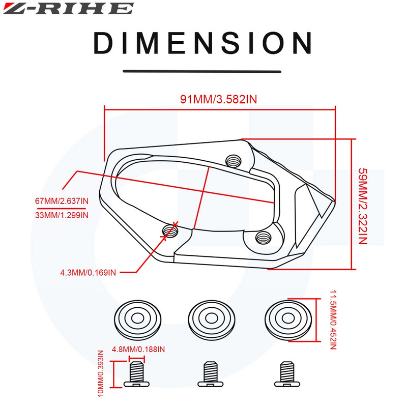 Yamaha YZF R3 YZF-R3 2015 2016 motorkerékpárhoz, CNC alumínium láb támaszték hosszabbító pad lemez oldalsó állvány nagyító YZF R3 LOGO