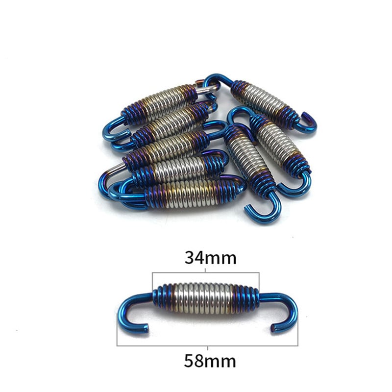 2 ks Motocyklový výfuk, predný stredný spojovací hák, otočná kovová pružinová súprava, univerzálna pružina z nehrdzavejúcej ocele, štvorkolka