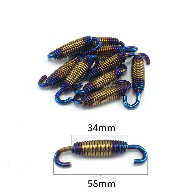 2 ks Motocyklový výfuk, predný stredný spojovací hák, otočná kovová pružinová súprava, univerzálna pružina z nehrdzavejúcej ocele, štvorkolka