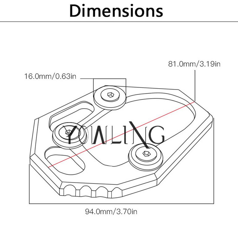 Zväčšovacia doska na bočný stojan pre motocykel, predĺženie stojana pre Yamaha MT-07 14-16 XJ6 ABS FZ6R 2009-2015 FZ6-S2 ABS 2004-09