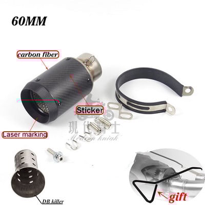 51mm/60mm výfukové potrubie z uhlíkových vlákien pre motocykle s výfukom DB Killer Tubo Escape Escapamento De Moto pre RC390 CBR650F Z900