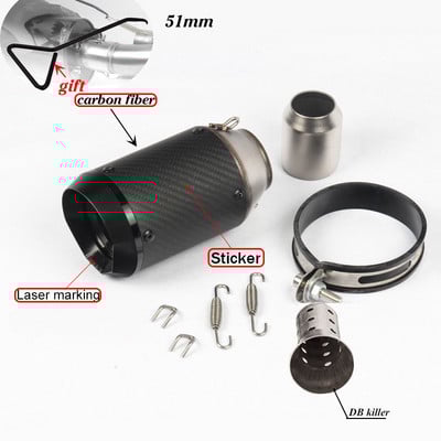 51mm/60mm výfukové potrubie z uhlíkových vlákien pre motocykle s výfukom DB Killer Tubo Escape Escapamento De Moto pre RC390 CBR650F Z900