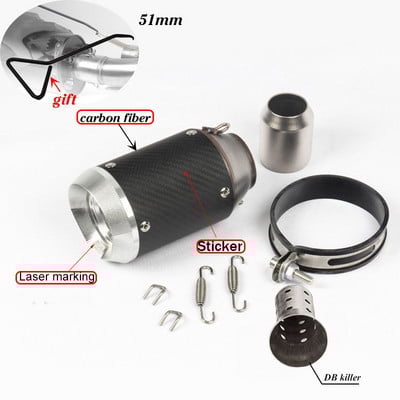51mm/60mm výfukové potrubie z uhlíkových vlákien pre motocykle s výfukom DB Killer Tubo Escape Escapamento De Moto pre RC390 CBR650F Z900
