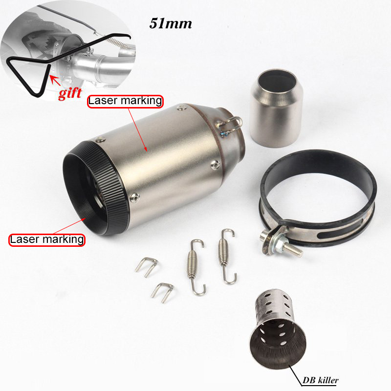 51mm/60mm výfukové potrubie z uhlíkových vlákien pre motocykle s výfukom DB Killer Tubo Escape Escapamento De Moto pre RC390 CBR650F Z900