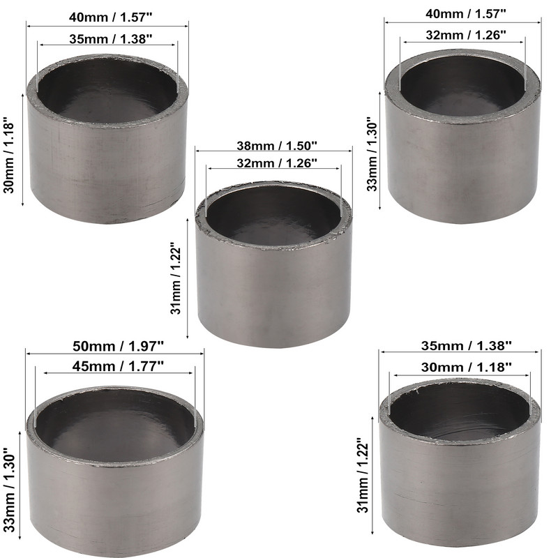 Motoforti 11 Méretek Motorkerékpár kipufogó kipufogócső tömítés Grafit tömítőgyűrű hangtompító csatlakozó Motocrosshoz 35mm átmérőjű 42mm külső átmérőjű