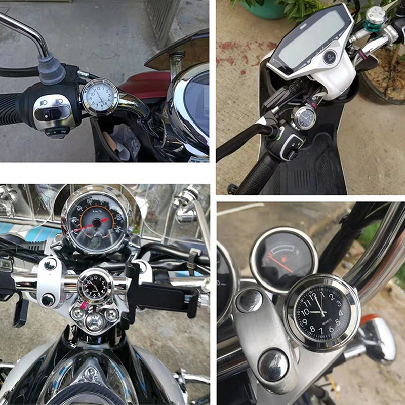 Mootorrattakell veekindel helendav 22/25 mm mootorratta juhtraua kinnitus alumiiniumsulamist sihverplaadiga kvartskell