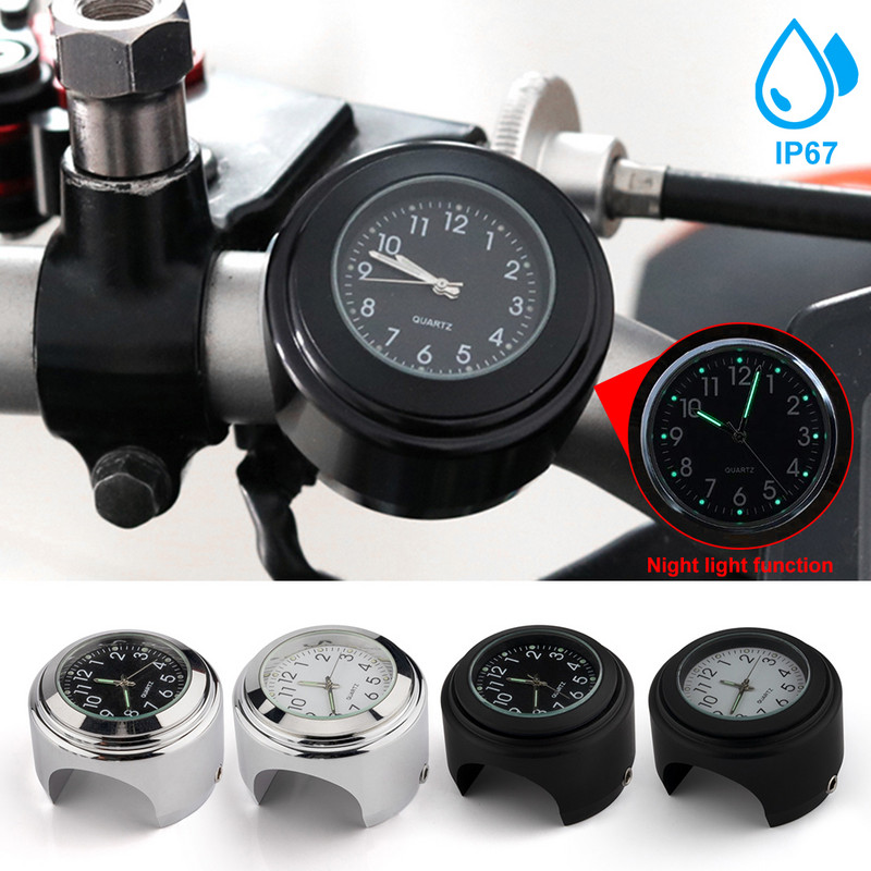 Mootorrattakell veekindel helendav 22/25 mm mootorratta juhtraua kinnitus alumiiniumsulamist sihverplaadiga kvartskell