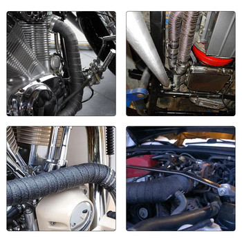 5M/10M/15M 5CM ширина Heat Exhaust Thermo Wrap Shield Защитна светлокафява лента Огнеупорна изолационна ролка комплект за мотоциклетна кола